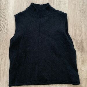 Black Sleeveless Mock Neck Women's Top